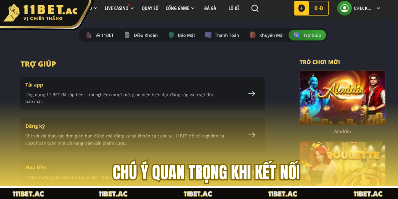 Chú ý quan trọng khi kết nối
