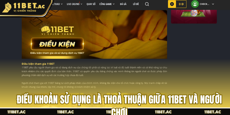 Điều khoản sử dụng là thoả thuận giữa 11BET và người chơi