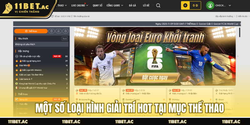 Một số loại hình giải trí hot tại mục thể thao