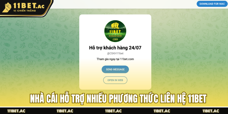 Nhà cái hỗ trợ nhiều phương thức liên hệ 11BET
